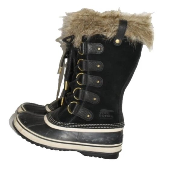 $270 SOREL JOAN OF ARTIC BOOT WATERPROOF SNOW COLD WINTER FUR BLACK 8.5 (MG18) - Picture 4 of 7